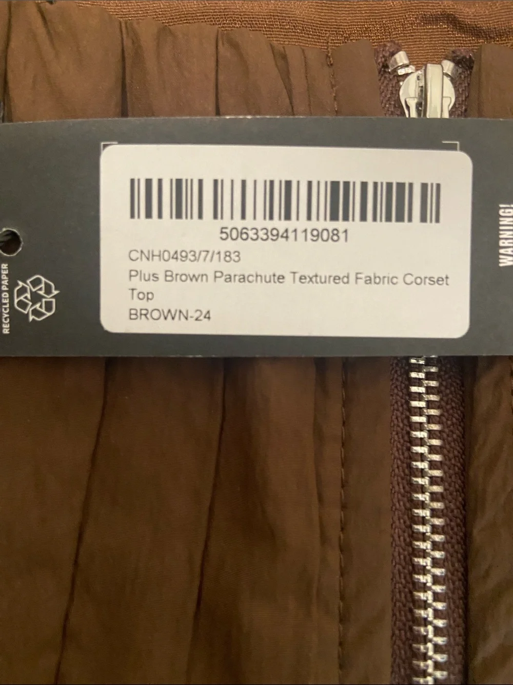 PrettyLittleThing plus size 24 NWT brown halter textured zip up corset crop top - Picture 6 of 7